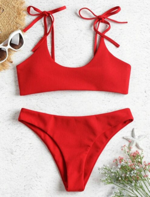 Раздельный купальник Zaful Red 148-154 см Красный