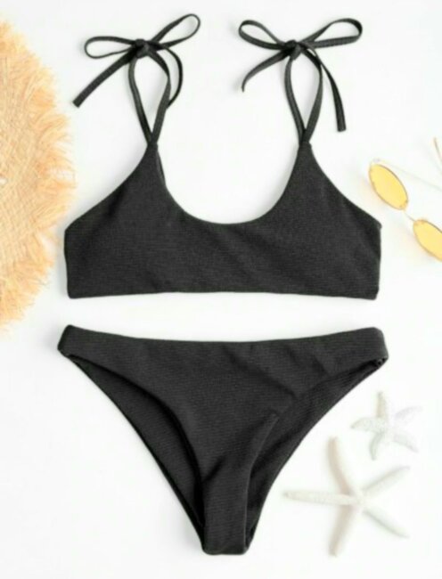 Раздельный купальник Zaful Black 158-164 см Черный Раздельный купальник Zaful Black 158-164 см Черный